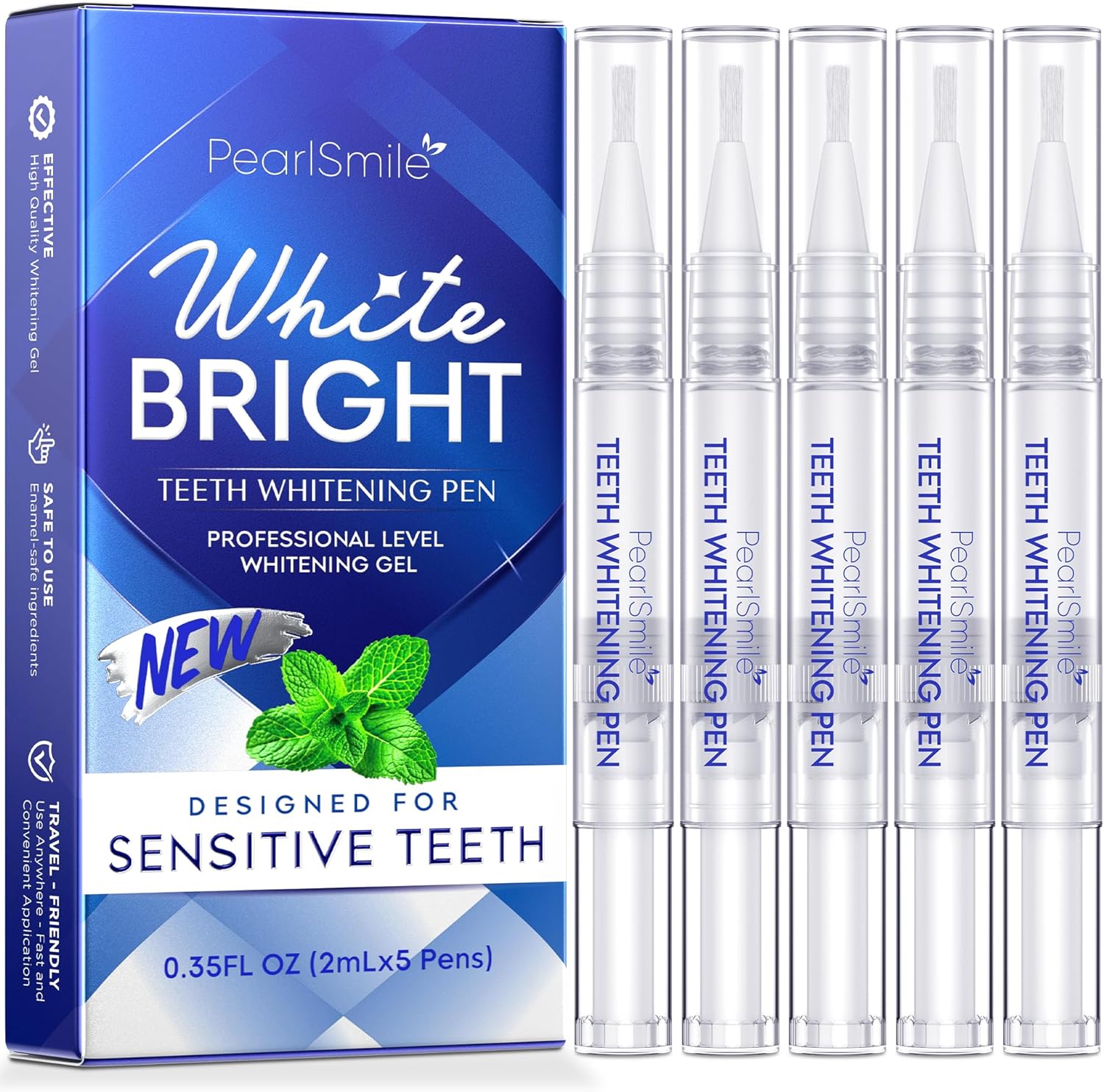 Teeth Whitening Pen – 35% Urea Peroxide Gel, Clear Twist-Dispensing Whitening Pens for Stain Removal, Professional-Strength, Easy-to-Use, Travel-Friendly(A Set of 5 Pens)