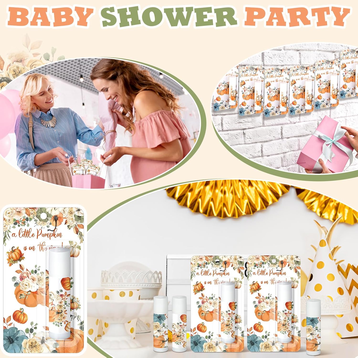 30 Pack Fall Little Pumpkin Baby Shower Games Prizes Gifts Bulk Pumpkin Pie Scented Lip Balms Favors for Boys Girls Gender Reveal Decorations Halloween Autumn Thanksgiving Baby Shower Bags Stuffer