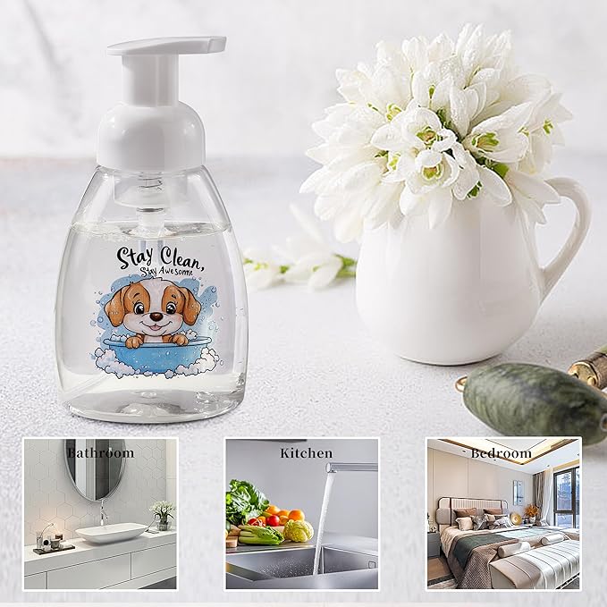 2PCS Foaming Soap Dispenser, DQELFA Foam Hand Soap Dispenser Pump Bottles, Refillable Plastic Foam Dispenser for Soap, Kitchen, Bathroom (8oz,250ml)