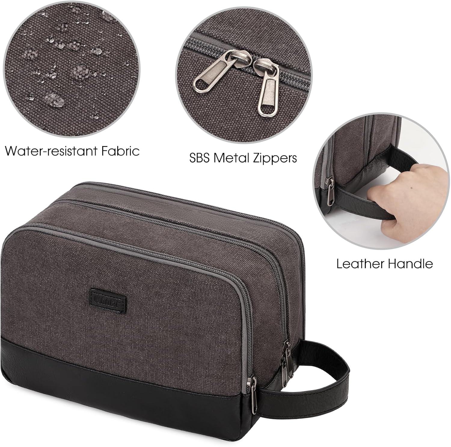 WANDF Travel Toiletry Bag for Men Large Toiletries Shaving Bag Water Resistant Hanging Dopp Kit Travel Accessories Bag for Women Men (Dark Grey)