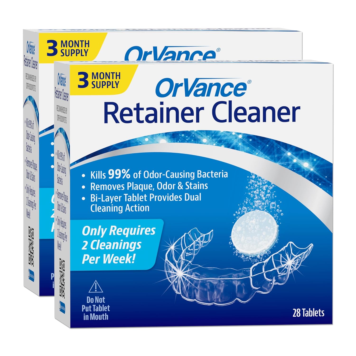 OrVance Retainer Cleaner Tablets (6 Month Supply) | Only 2 Cleanings Per Week Required | Removes Odors, Stains, Plaque for Invisalign, Mouth/Night Guards, and Removable Orthodontic Appliances