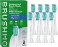 Brushmo Total Clean Replacement Toothbrush Heads, Compatible with Philips Sonicare Click-on Electric Toothbrush Handles, 8 Standard Replacement Heads, Soft Dupont Bristles, BM618, White