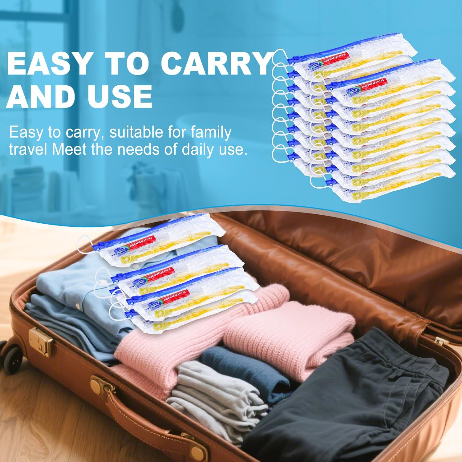 100 pcs Disposable Toothbrushes with Toothpaste and Floss Set,Yellow Individually Wrapped Bulk Single Use Toothbrush Floss Cover Travel Toothbrushes Kit with Zip Bag for Homeless,Hotel,Guest