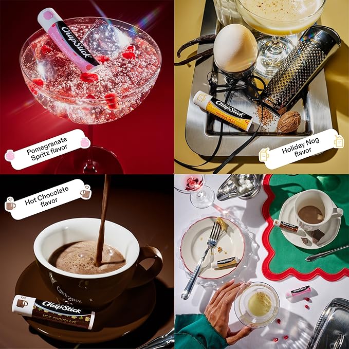 ChapStick Lip Balm, Holiday Variety Packs (6 Sticks) – Sips & Snuggles + Toasty Treats Flavored Lip Moisturizers, Stocking Stuffers, Gifts, 0.15 Oz Ea