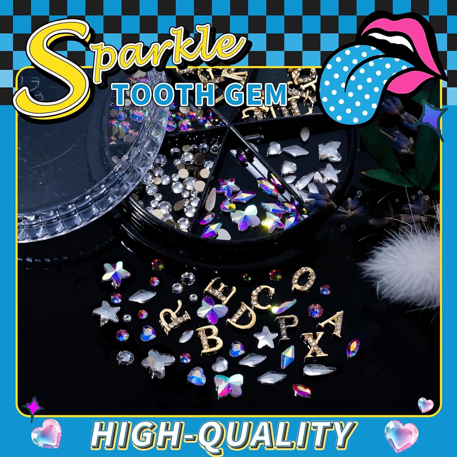 154 Letter pcs Teeth Gem Kit,Tooth Gems for DIY Crystals Teeth Jewelry Kit for Girls Gold Y2K Butterfly Love for Boys Silver (Gold)