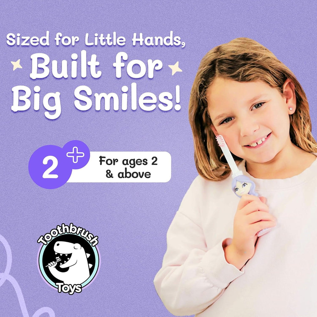 Kids Soft Bristle Princess Toothbrush for Ages 2+, Gentle and Cute Toothbrush for Children with Replaceable Brush Head, Ergonomic Handle Kids Brush for Teeth Care Ideal for Toddlers, Princess Design