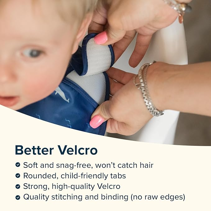 Tiny Twinkle Mess-Proof Baby Bibs for Eating | Waterproof, Wipeable Toddler Bibs with Catch-All Pocket | Feeding Bibs for Girls & Boys(3 Pack,Sage, Charcoal)