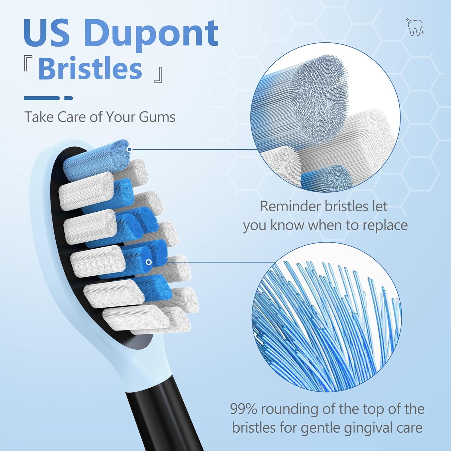 Replacement Brush Heads Compatible with Philips Sonicare Electric Toothbrush, 2-in-1 Tongue Cleaner, 10 Pack, Ice Blue, Suitable for Philips Sonicare Heads, C2, C1, C3, W1, W2, W3, G1, G2, G3