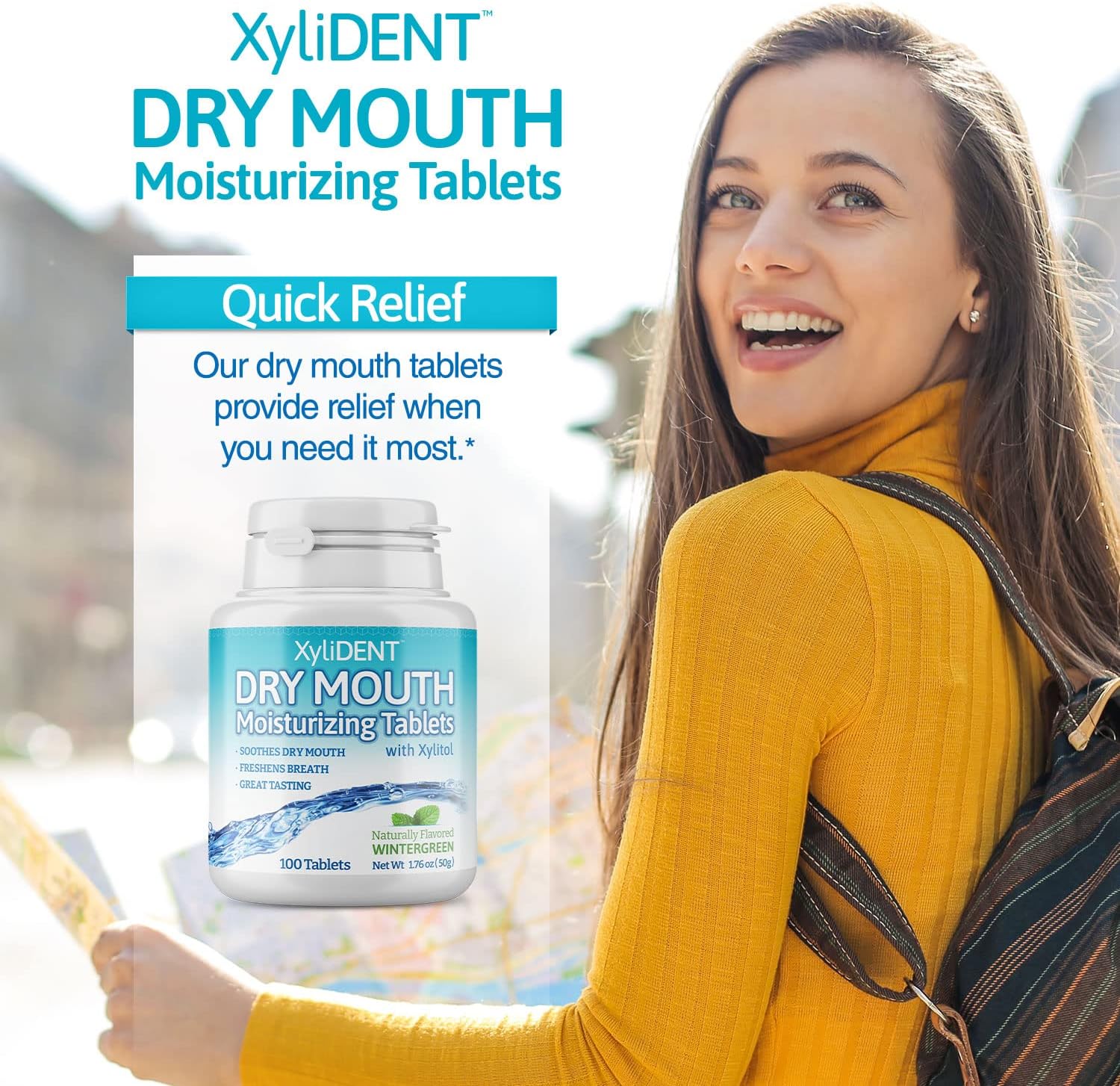 Nature's Stance XyliDENT Xylitol Tablets for Dry Mouth Relief - Stimulates Saliva, Freshens Breath, Reduces Acid Production, Fast Acting Relief, 100 Count (Wintergreen)