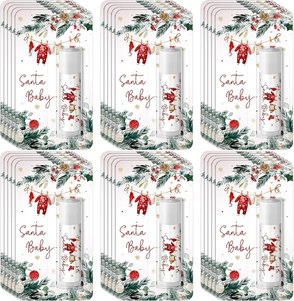 30 Pack Santa Baby Shower Games Prizes Party Gifts Bulk Lip Balms Favors for Winners Adults Guests Gender Reveal Favors Decorations Baby Shower Souvenirs Gift Bags Stuffers