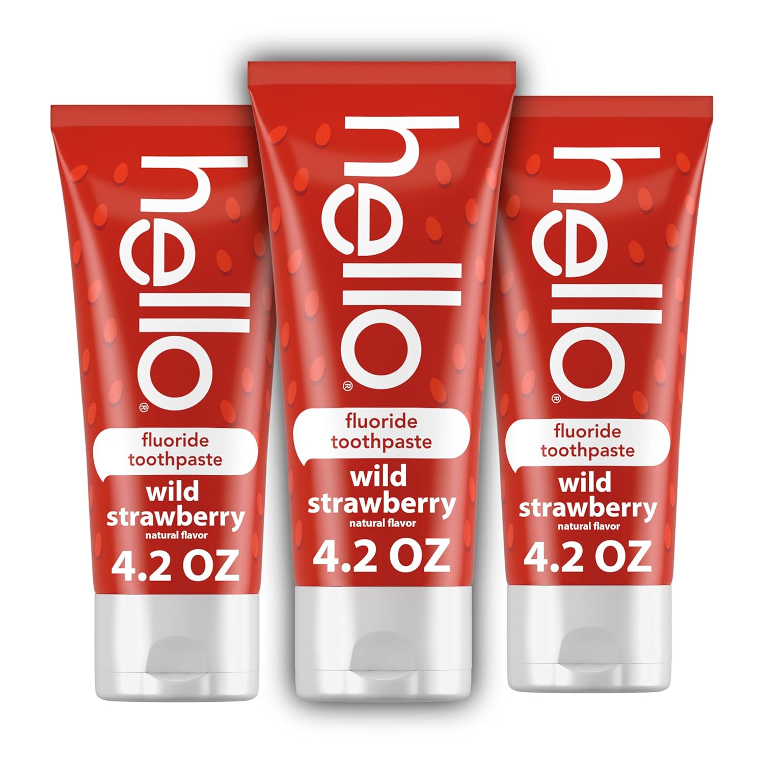 hello Wild Strawberry Kids Toothpaste with Fluoride, Strawberry Toothpaste for Kids, Safe for Ages 2 and Up, Helps Prevent Cavities, Strengthen Enamel, and Polishes Teeth, ADA Approved, 3 Pack, 4.2 Oz