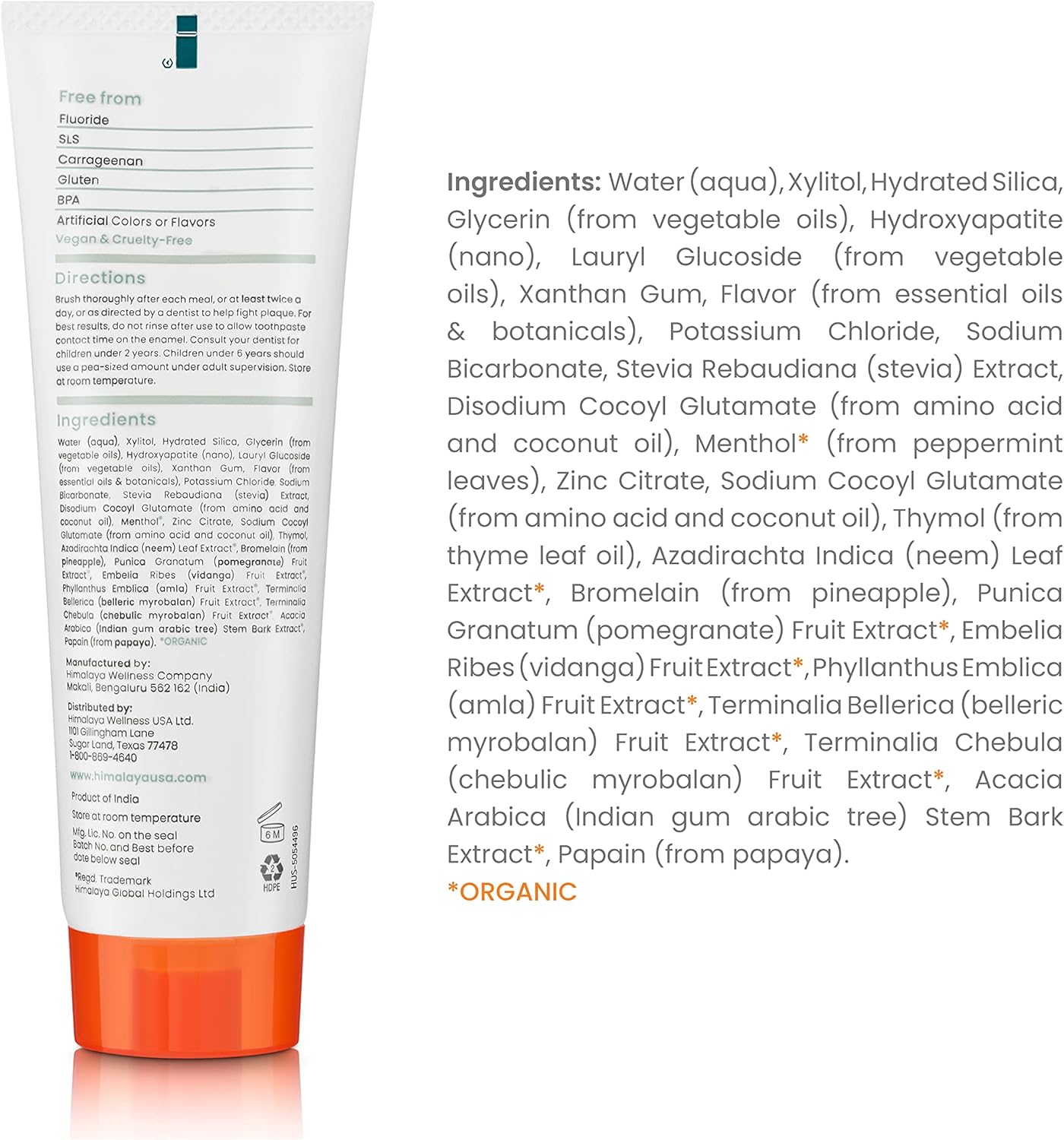 Himalaya Botanique Whitening + Hydroxyapatite Toothpaste, Mint Flavor - Nano Hydroxyapatite to Support Remineralization and Restore Enamel, Appropriate for Sensitive Teeth - Vegan, Gluten Free, 4 oz