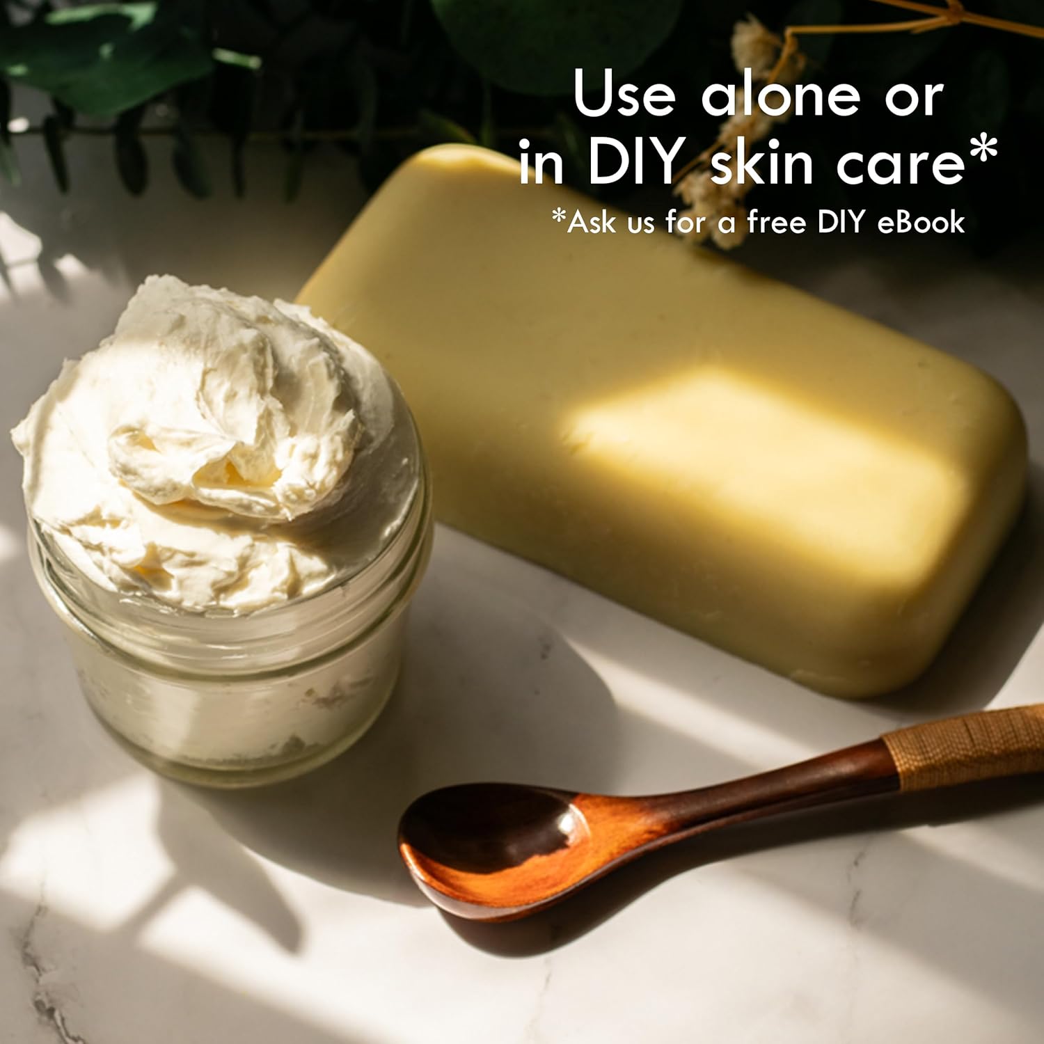 Raw Shea Butter - 100% Pure African Unrefined Shea Butter for Hair | Skin Moisturizer for Face and Body | with Natural Smoky Scent | Use for Soap Base, DIY Whipped Lotion, Lip Balm - 8 oz Block