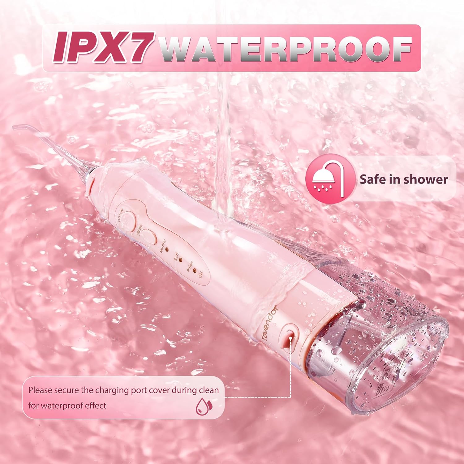 TOVENDOR Electric Water Dental Flosser Teeth Pick, Cordless Flossers Oral Irrigator IPX7 Waterproof 300ML Rechargeable Travel Water Teeth Cleaner with 5 Tips for Home Braces Care Gums Deep Cleaning