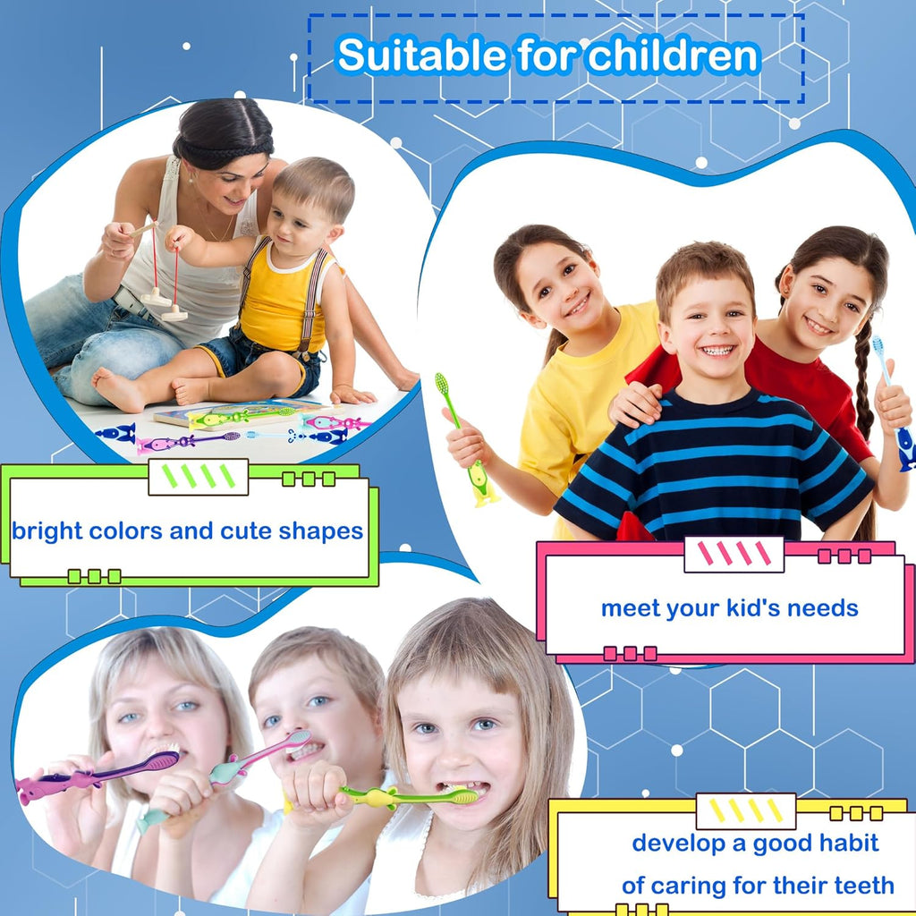 120 Pcs Kids Toothbrushes Bulk Cute Little Kangaroo Toothbrush with Cover Suction Cup Individually Wrapped Kangaroo Animal Toothbrush for Children Home School Camp Daycare Travel