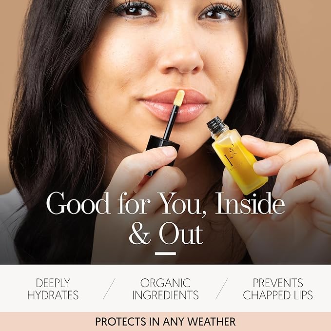 100% Natural Lip Treatment for Dry, Chapped Lips- Infused with Jojoba for Deeply Nourishing Lip Oil, Long-Lasting Hydration, Cold-Pressed Oils, Pregnancy Safe, Organic Lip Gloss by Finally