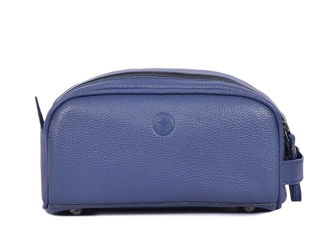 10" Premium Leather Toiletry Travel Pouch With Waterproof Lining Black Color | King-Size Handcrafted Vintage Shaving Kit By Aaron Leather Goods