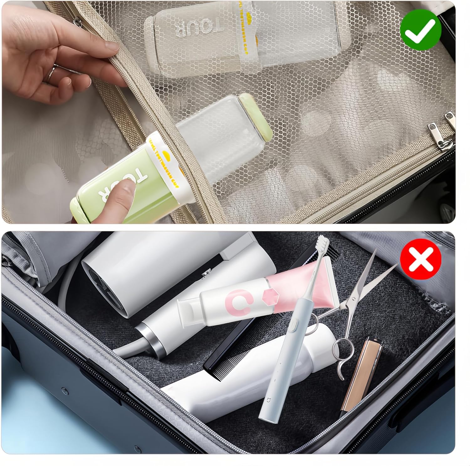 Toothbrush Travel Case, 2 pack Portable Tooth Brush and Toothpaste Holder Rinse Cup Cover Container Compact Oral Clean Tools Organizer for Camping Traveling Home School Business(White + Green)