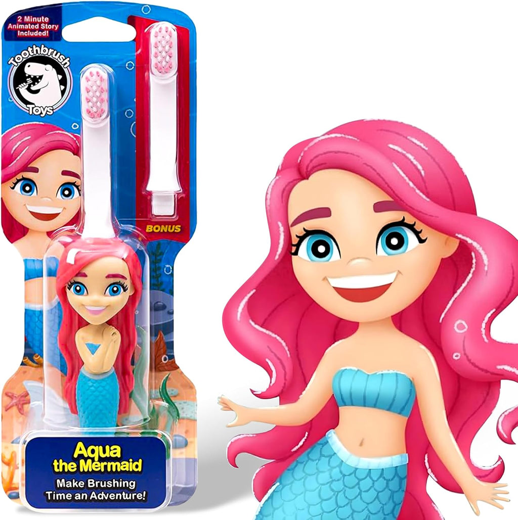 Kids Soft Bristle Mermaid Toothbrush for Ages 2+, Gentle and Cute Toothbrush for Children with Replaceable Brush Head, Ergonomic Handle Kids Brush for Teeth Care Ideal for Toddlers, Mermaid Design