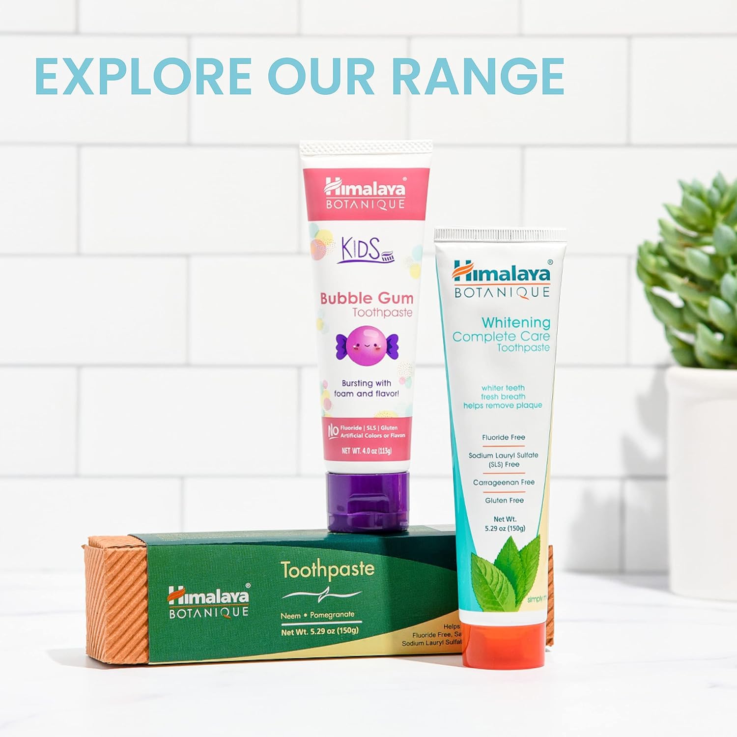 Himalaya Botanique Original Neem & Pomegranate Botanical Toothpaste, Fights Plaque, Brightens Teeth, Fluoride Free, No Artificial Flavors, SLS Free, Cruelty Free, Foaming, Mint Flavor, 5.29 Oz, 2 Pack