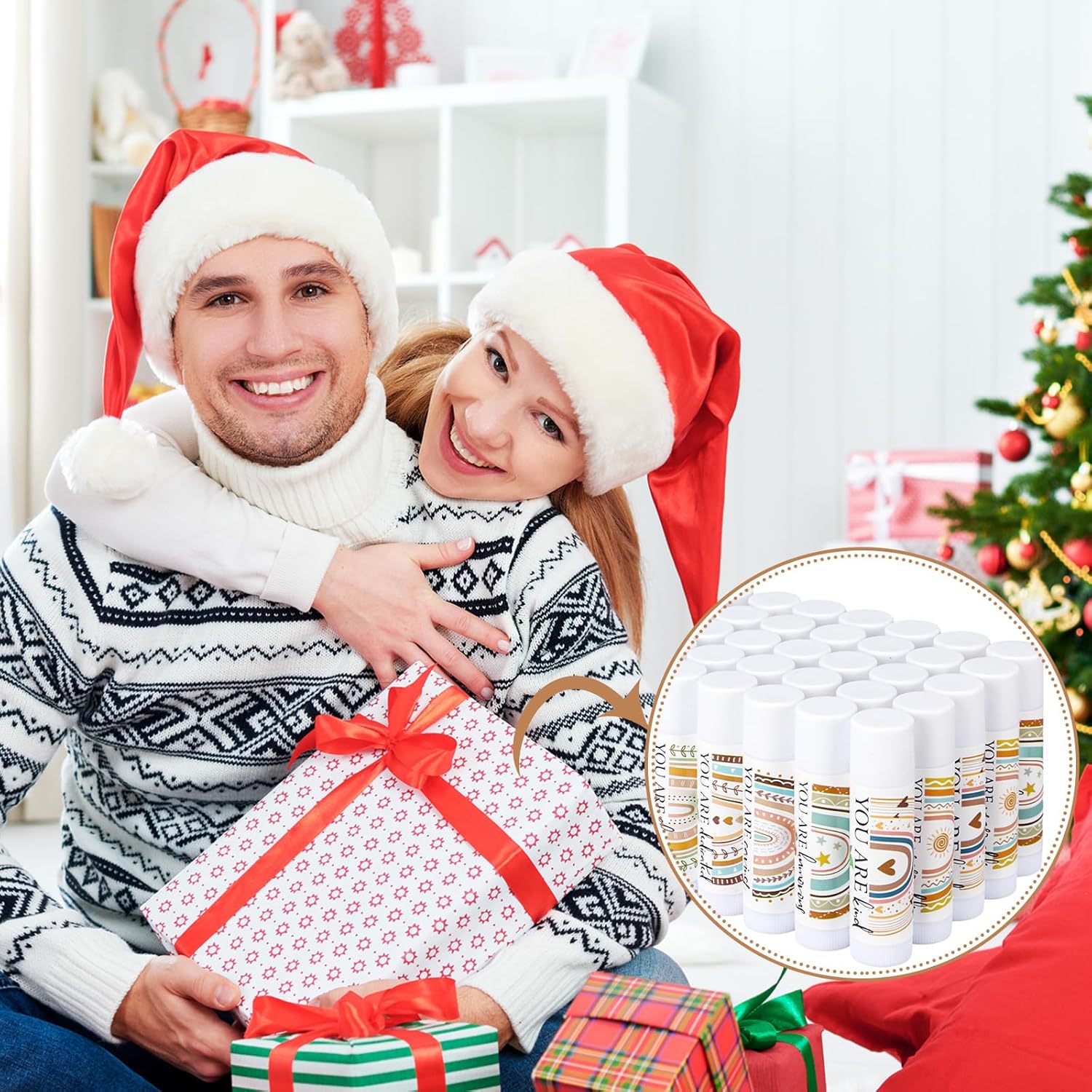 50 Pcs Christmas Christian Lip Balm Bulk Bible Verses Lip Balm Scripture Christian Gifts for Women Faith Religious Church Party Favor Inspirational Gift for Coworker Staff Employee(Boho)