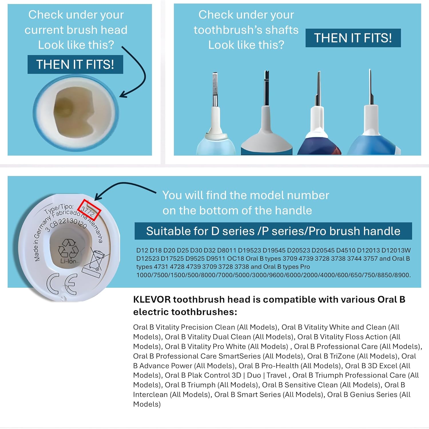 KLEVOR Replacement Toothbrush Heads for Oral‑B – 20 Count – Hygienic Double‑Blister Pack – Compatible with Oral‑B Pro, 1000, 3000, 5000, 7000 and More (Not iO Series)