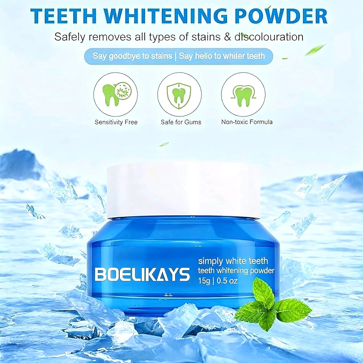 2 PCS Teeth Whitening Powder - No Sensitivity,Removes Stains - Enamel-Safe Toothpaste Whitening Powder for Coffee, Tea, Food, Wine, and Tobacco Stains O/B