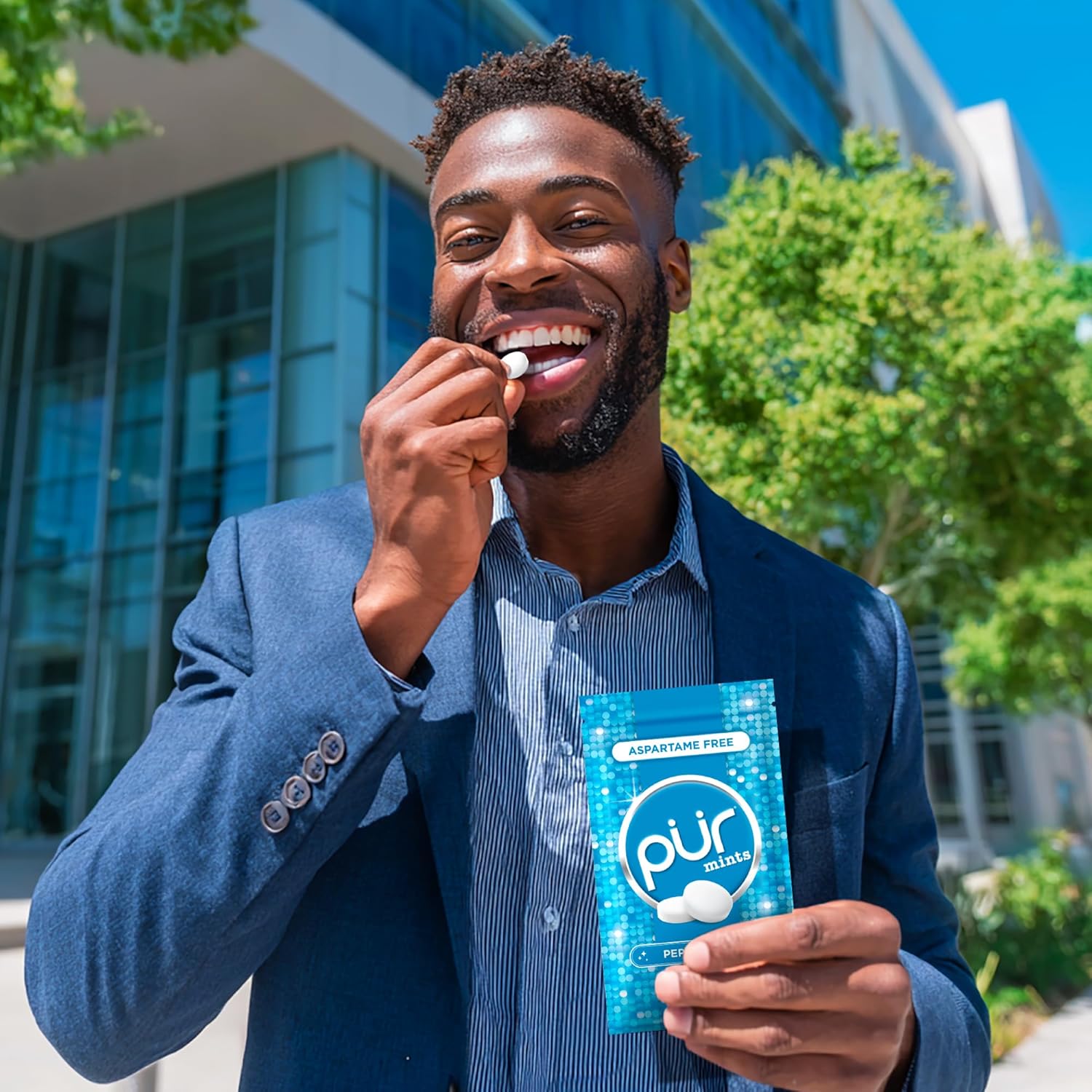 PUR Mints | Aspartame Free Breath Mints | Made with Xylitol | Sugar Free, Vegan, Gluten Free | Natural Peppermint Flavor | 65 Pieces in Re-Sealable pouch (Pack of 3)