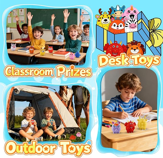 Stocking Stuffers for Kids Toddlers, 12PCS Animal Suction Pop Toys for Age 1 2 3 4 5 6, Airplane Car Travel Activities Essential, Birthday Gifts for Boys Girls 3 4 5+ Year Old, Bath Toys for Toddlers