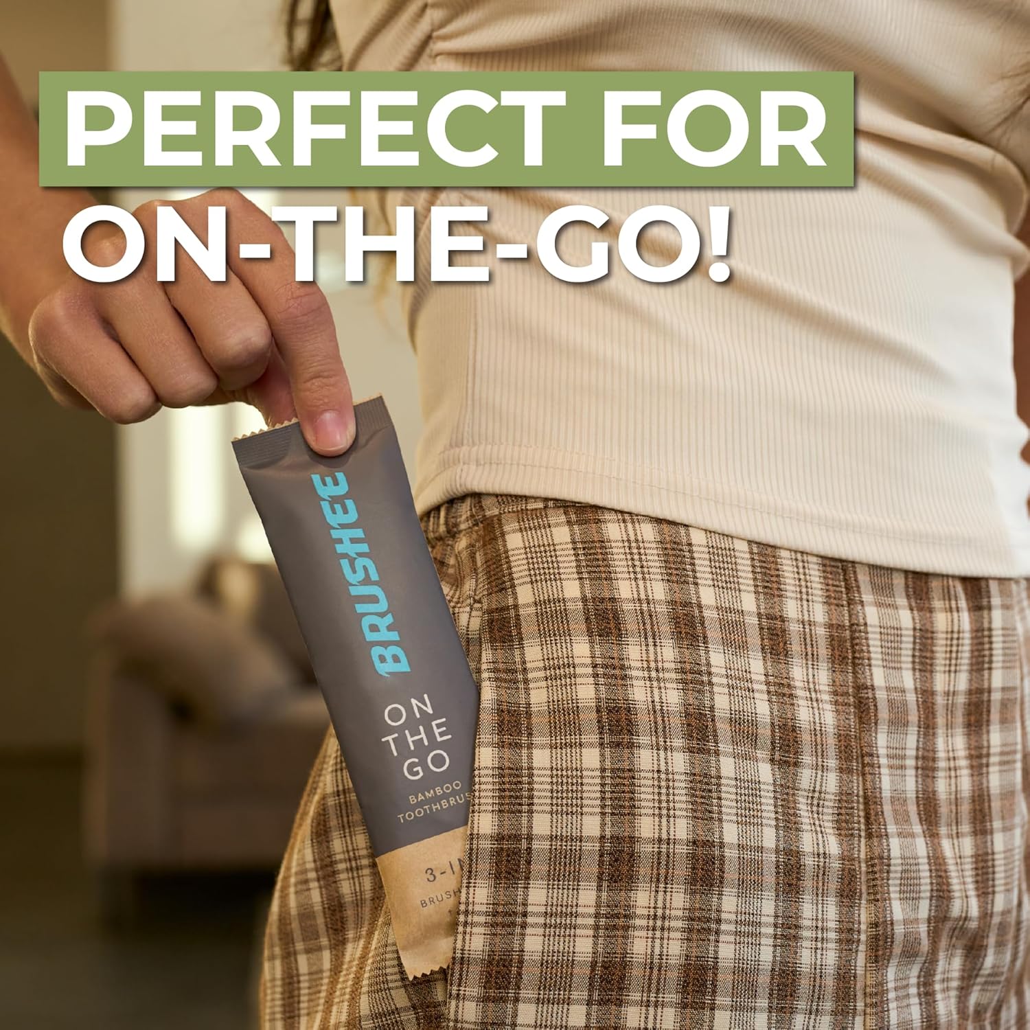 Brushee - 12 Pack Bamboo Toothbrushes Kit - 3-in-1 Travel Toothbrush with Flosser - Soft Eco-Friendly Disposable Toothbrushes with Toothpaste Fresh Mint Flavored - Individually Wrapped for Travel