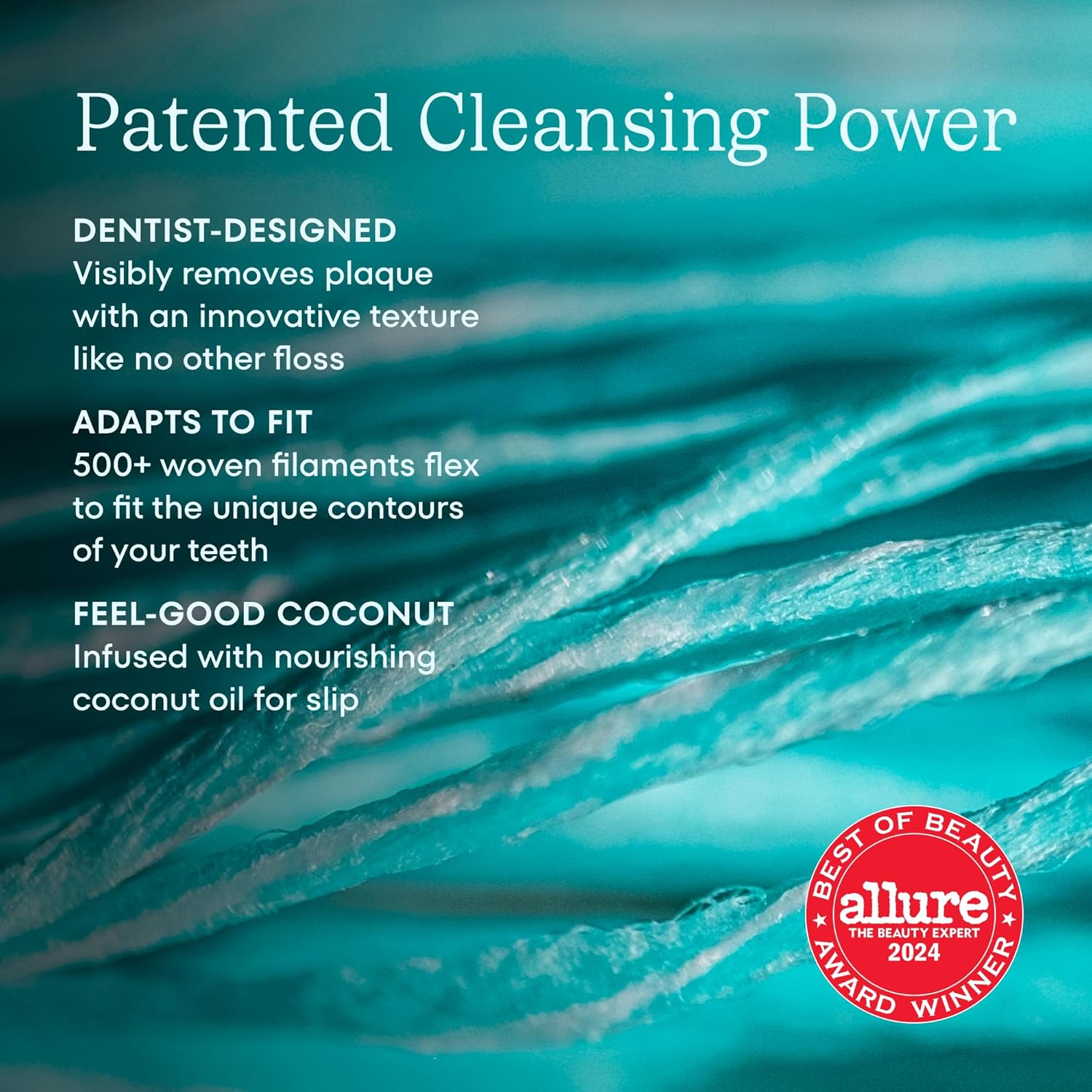 Cocolab Woven Dental Floss, Dentist-Designed Oral Care, Coconut Scent, Waxed, Expanding, Vegan, Kid-Friendly String Floss with Coconut Oil, 1 Spool (33 yd)