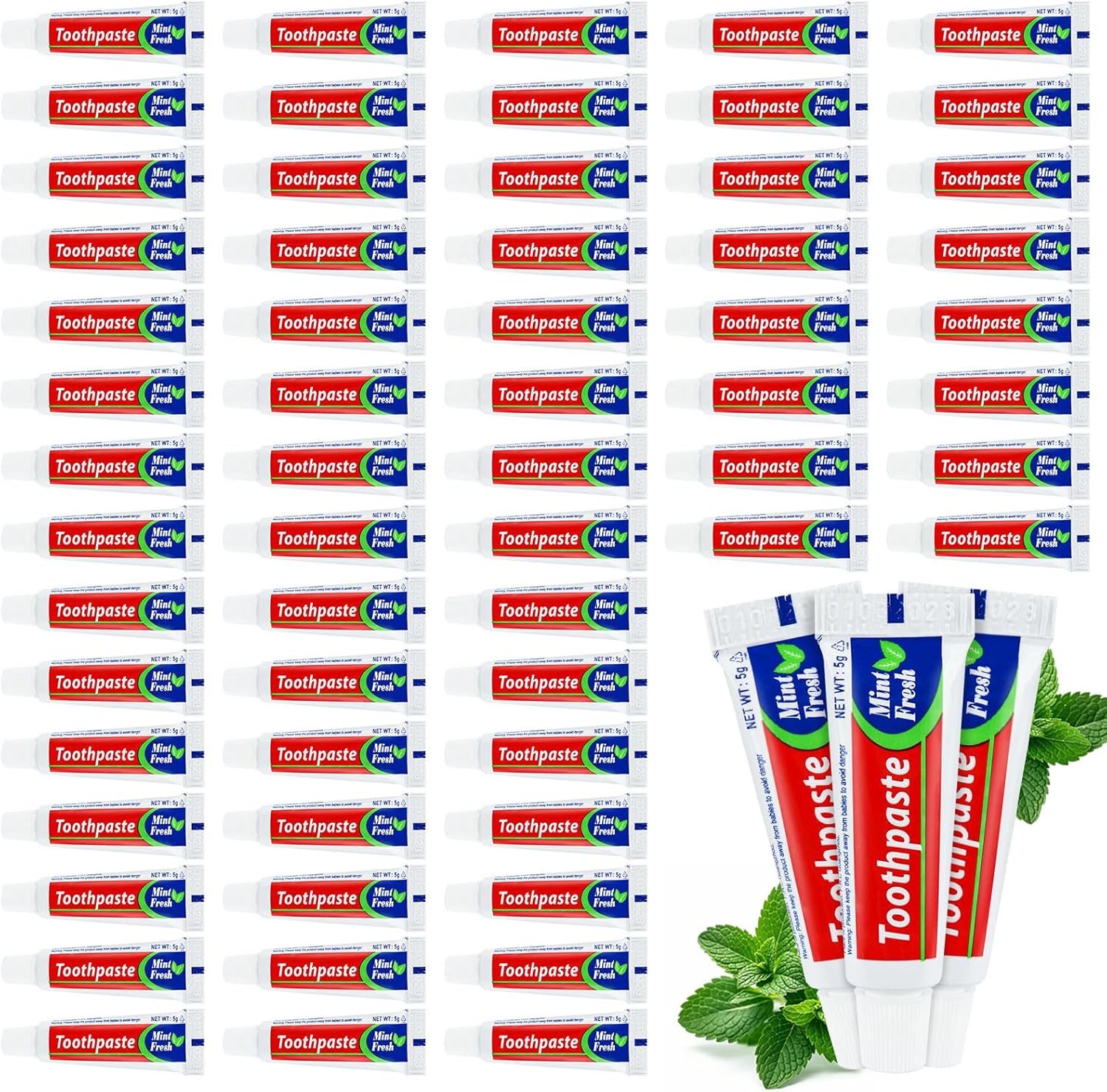200 Tubes Bulk Travel Size Mini Toothpaste, 0.176oz Disposable Mint Flavor Pocket Teeth Paste Small Essential Toothpaste for Travel, Home/Hotel/Guests/Charity/Homeless/Camping Oral Care (Single Use)