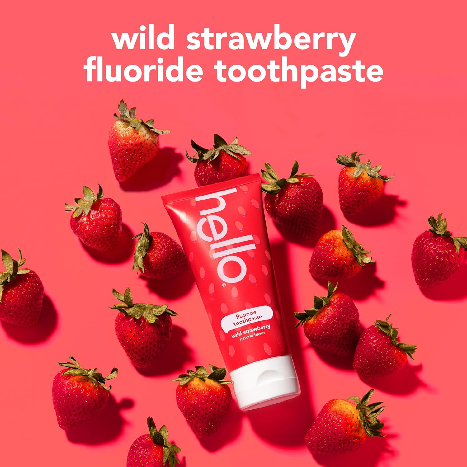 hello Wild Strawberry Kids Toothpaste with Fluoride, Strawberry Toothpaste for Kids, Safe for Ages 2 and Up, Helps Prevent Cavities, Strengthen Enamel, and Polishes Teeth, ADA Approved, 3 Pack, 4.2 Oz