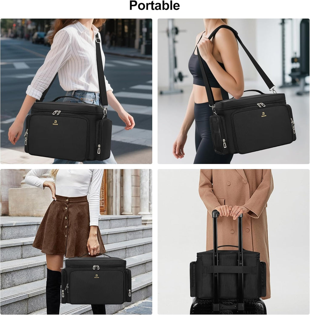 TANTO Travel Makeup Bag, Portable Large Makeup Organizer Bag Makeup Artist Bags Big Cosmetic Travel Bag with 2 Pouches & Detachable Dividers, Toiletry Bag for Cosmetic and Toiletries, Hair Supplies