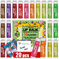 20 Pack Natural Lip Balm Bulk with Vitamin E and Coconut Oil Valentine's Day best choice - Moisturizing, Soothing, and Repairing Dry and Chapped Lips - 10 Flavors - Non-GMO