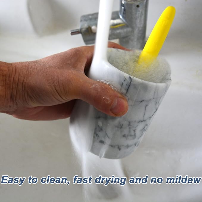 Toothbrush Holder,Handmade Marble Toothbrush Cup,Stone Toothbrush Organizer for Pen Holder,Makeup Brush Cup,Razor Holder,SPA Collection Tumbler First Choice for Home and Hotel(White)