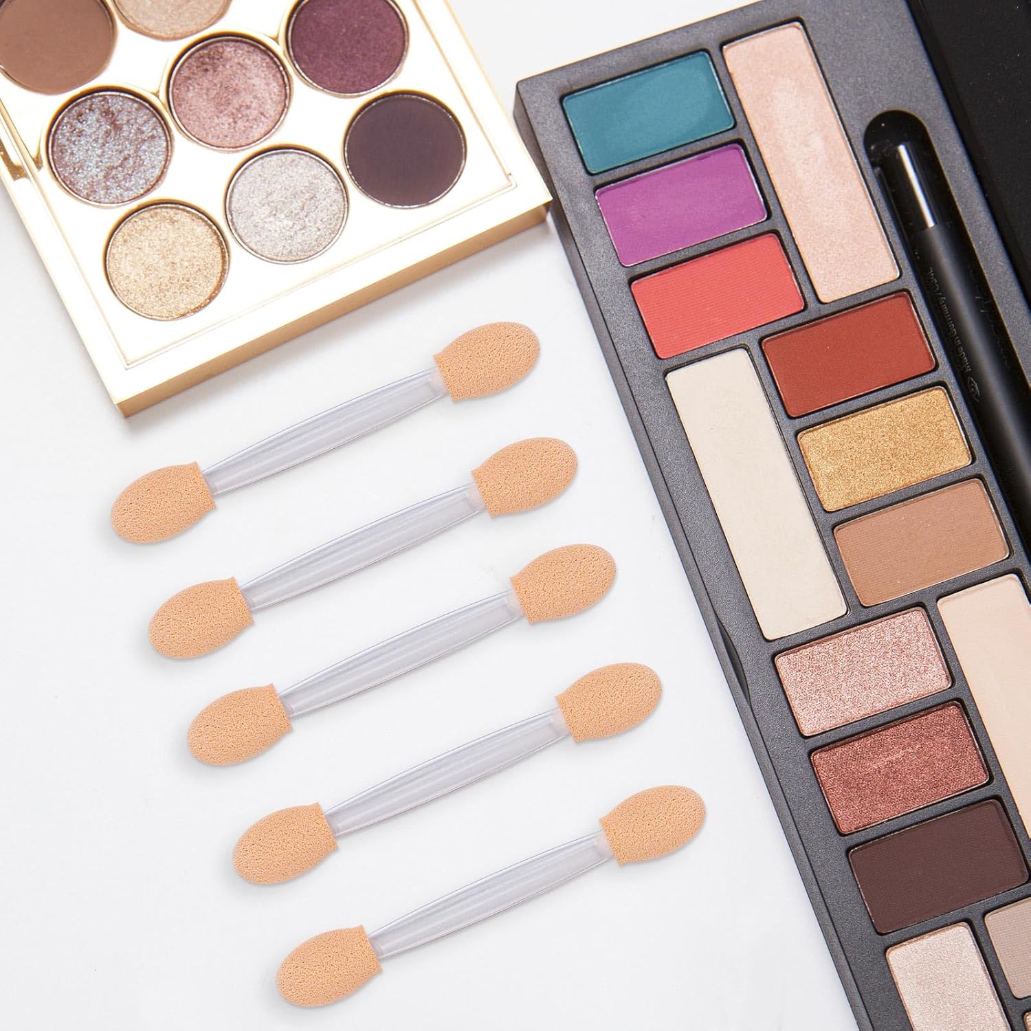 1000 Eye Shadow Applicator Disposable Foam Makeup Brush Sponge Tipped Oval Eyeshadow Applicators Dual Sides Clear