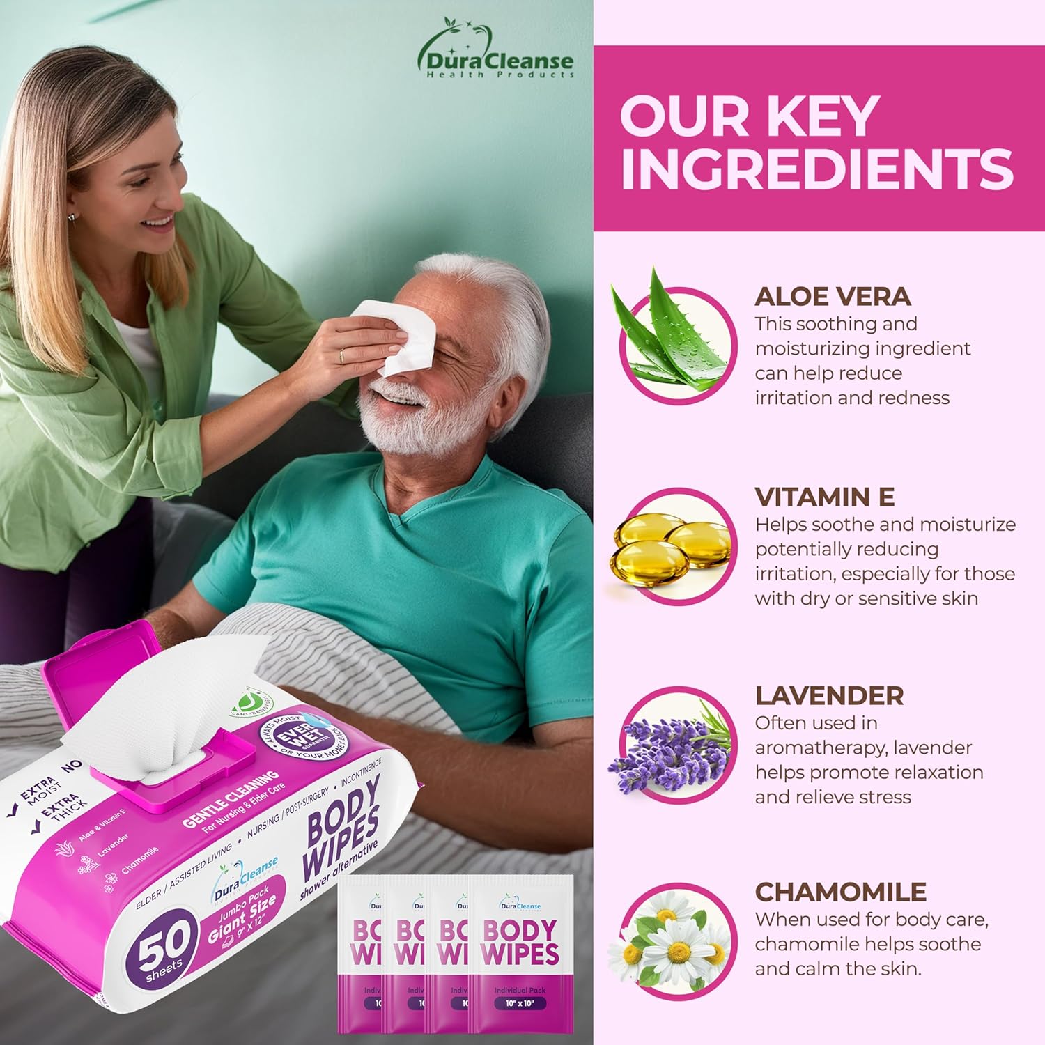 XL Bath Wipes for Adults No Rinse (2 Pack) – 100 Count + 8 Travel Body Wipes, 10" x 11.5" Disposable Washcloths for Elderly Incontinence, After Surgery and Elder Care