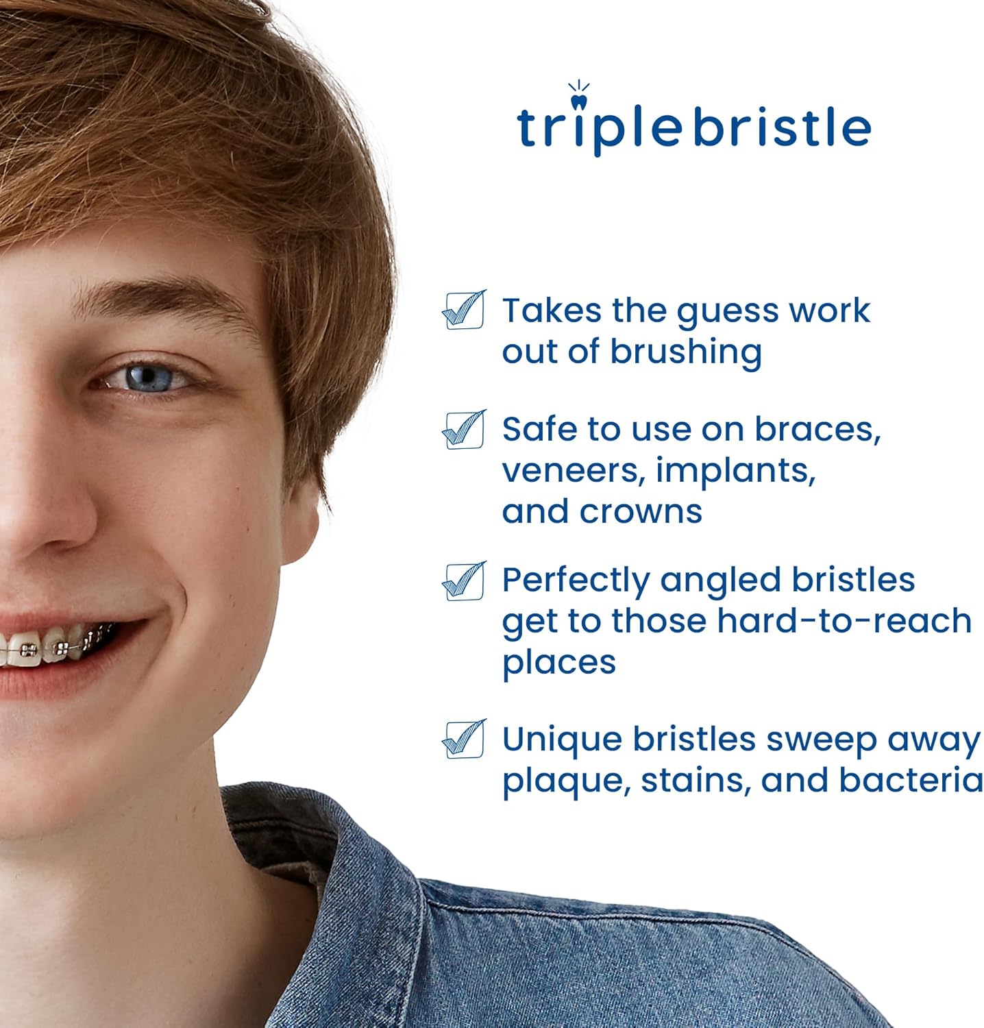 Triple Bristle Max Sonic | 3 Sided Toothbrush w/ 4 Modes | Dentist Created & Approved | Soft Charcoal Infused Nylon Bristles | Rechargeable & Waterproof