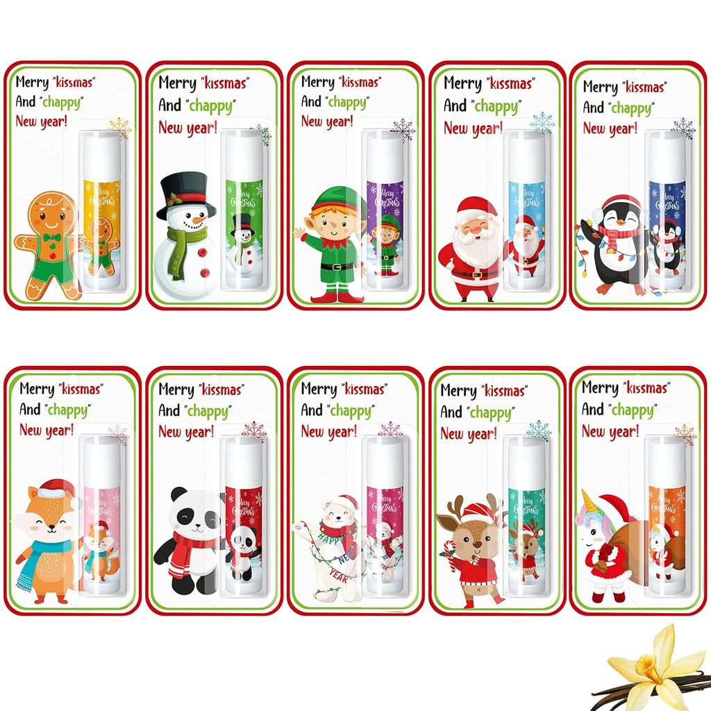 30 Pack Christmas Lip Balms Bulk Christmas Party Gifts Favors Stocking Stuffers Holiday Lip Balms Employee Staff Team Appreciation Gifts Thank You for Teacher Coworkers (Cute)