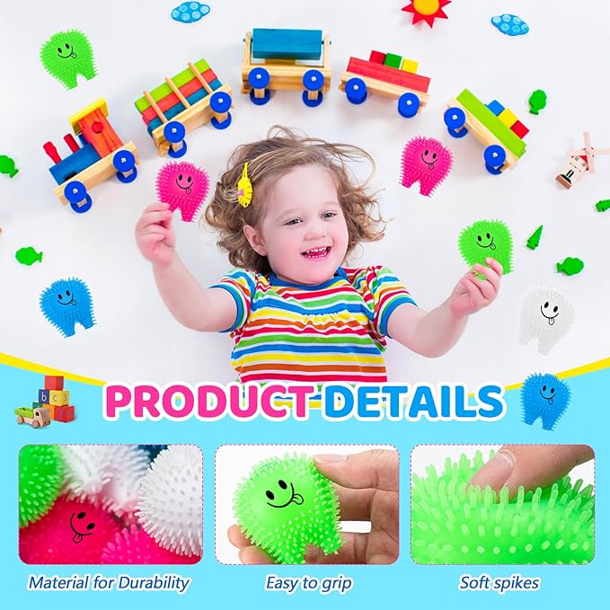 100 Pcs Mini Tooth Toys Fidget Stress Relief Puffer Squeezy Dental Dentist Toys Birthday Party Gifts School Office Prizes, 2 Inch (Multicolored)