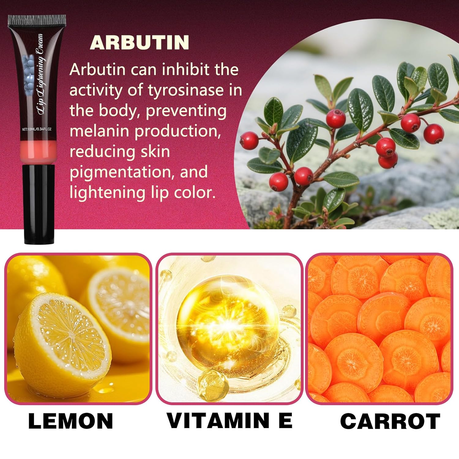 3 PCS Lip Lightening Cream for Dark Lips,Lip Lightener for Smokers and Non-Smokers,Brightening Lip Balm,Help fade lip discoloration,Deep Moisturizing,10ml/0.33fl.oz