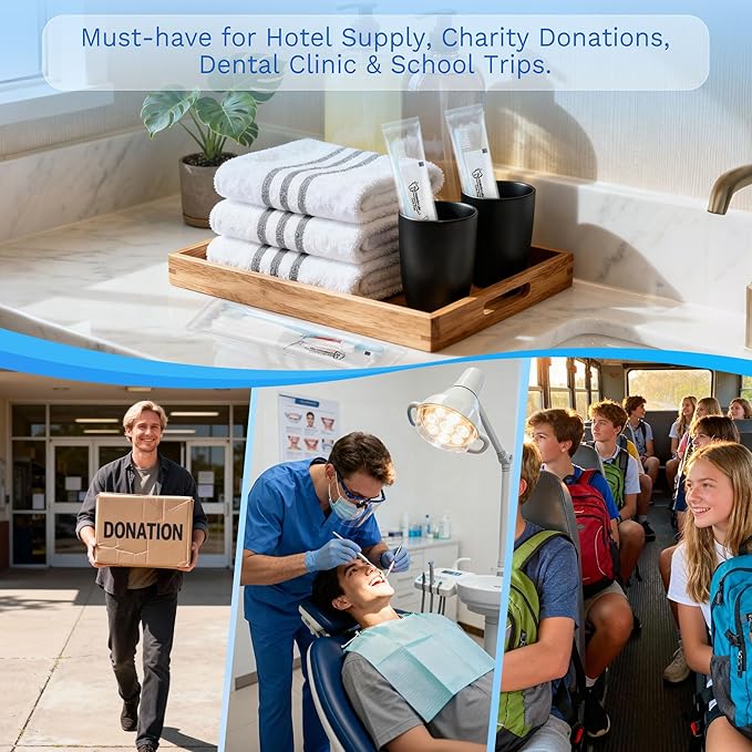 Disposable Toothbrushes with Toothpaste, Travel Toothbrush Kit, Individually Packaged, Light Blue, with Floss Picks, Suitable for Hotel, Home, Camping, Travel (30-Pack)