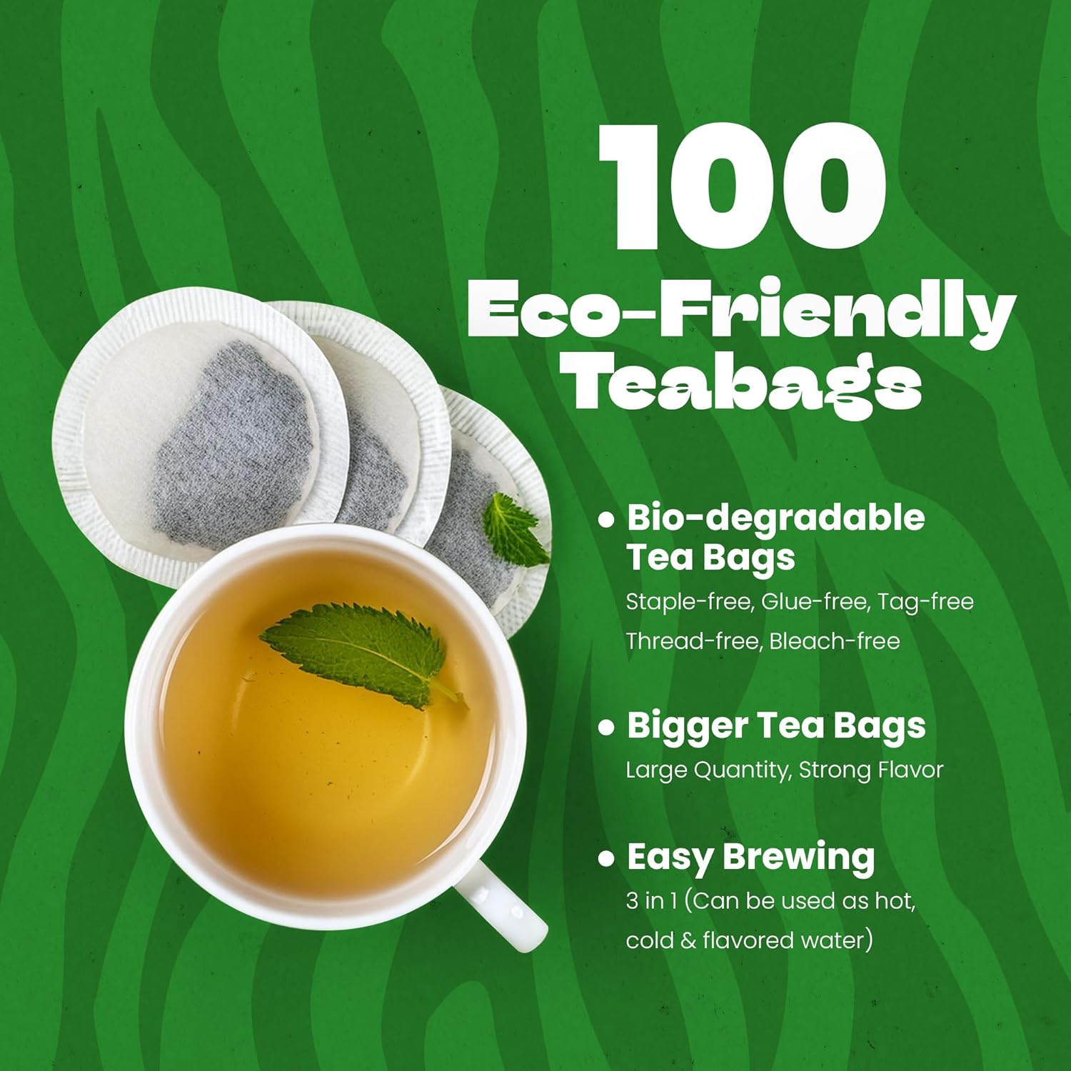 Tiger Organics, Peppermint Herbal Tea (100 Biodegradable Teabags) Supports Healthy Digestion & Promotes Relaxation | Your All-time Caffeine-free Infusion | USDA Organic Certified | Thanks Giving