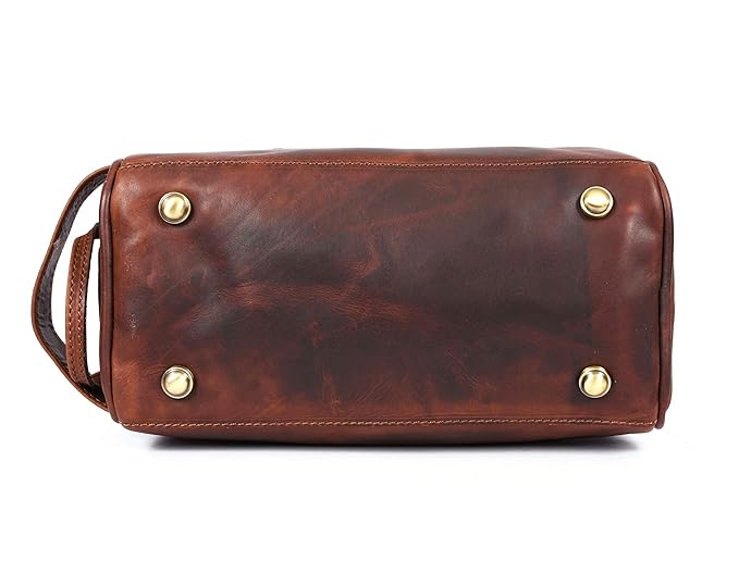 10" Premium Leather Toiletry Travel Pouch With Waterproof Lining Black Color | King-Size Handcrafted Vintage Shaving Kit By Aaron Leather Goods