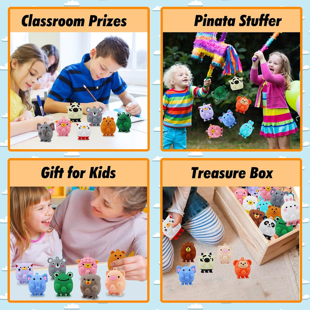 24 PCS Party Favors for Kids,3D Animal Pop Toys,Goodie Bags Stuffers for Kids,Pinata Stuffers Carnival Prizes,Fidget Toys Bulk,Prize for Classroom,Suction Toys for Toddlers