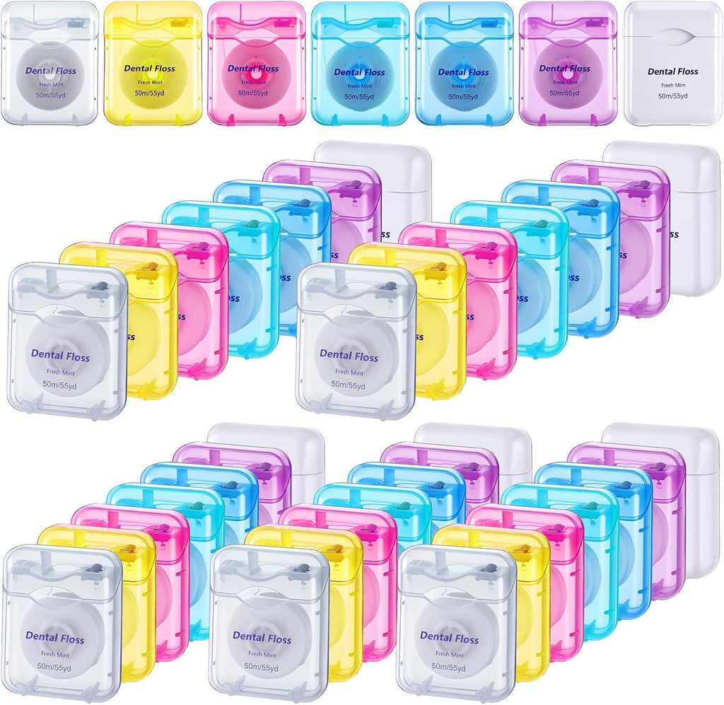 42Pack Dental Floss Bulk 50m Each Mint Travel Dental Floss, Mint Waxed Mini Travel Size Tooth Flosses Picks Pack Individually Wrapped for Oral Care Teeth and Gum Protection, Multicolor
