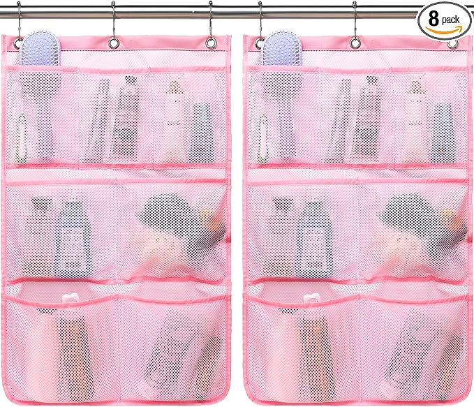 Mesh Shower Caddy Hanging, Quick-Drying Shower Organizer with 7 Pockets, Portable Bathroom Organizers and Storage for Shampoo, Soap, Loofah, Travel, and Cruise Essentials
