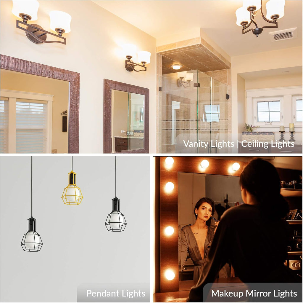 Simba Lighting LED Vanity Globe G25 (G80) Light Bulb for Bathroom, Makeup Mirror | Decorative White Frosted Cover, 8W, 60W Equivalent, 120V, Standard E26 Medium Base, Warm White 2700K, Pack of 3