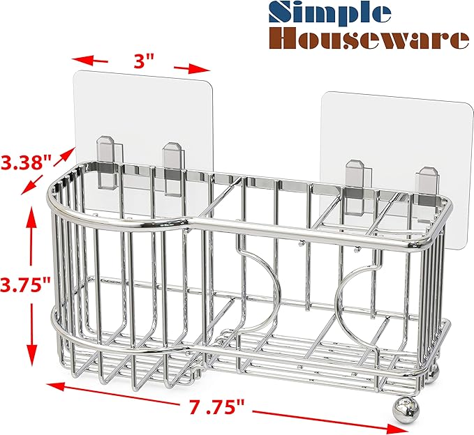 Simple Houseware Stainless Steel 6 Slots Toothbrush Holder Adhesive Wall Organizer, Chrome